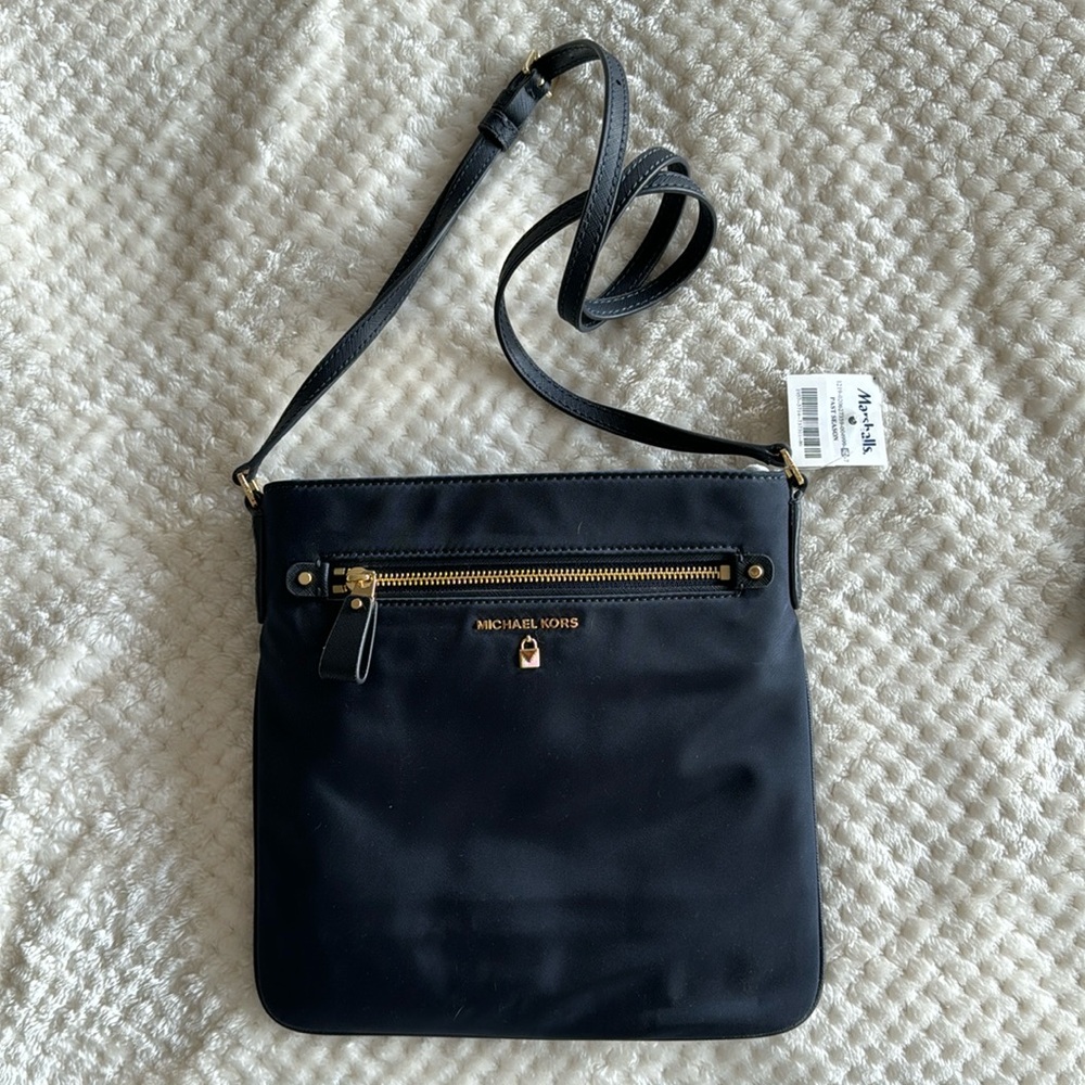 NWT MICHAEL KORS Nylon Large Crossbody Bag Navy/Blue